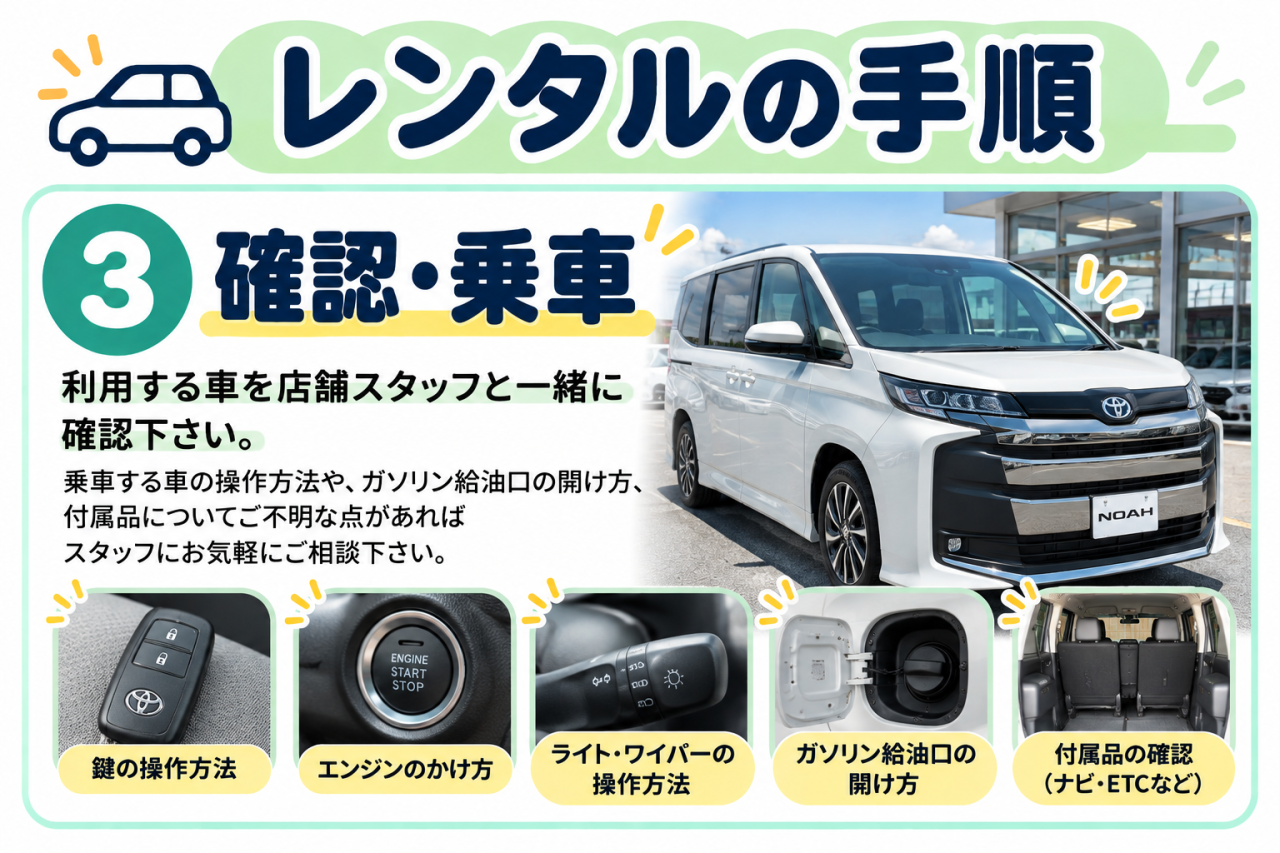 レンタル手順3 確認・乗車③